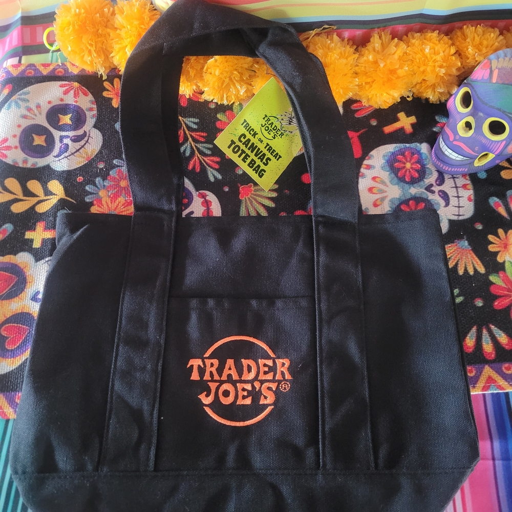 Trader Joe's Black Tote Bag with Orange Logo